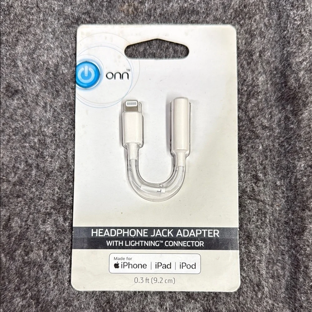 Onn Running White Headphone Jack Adapter with Lightning Connector